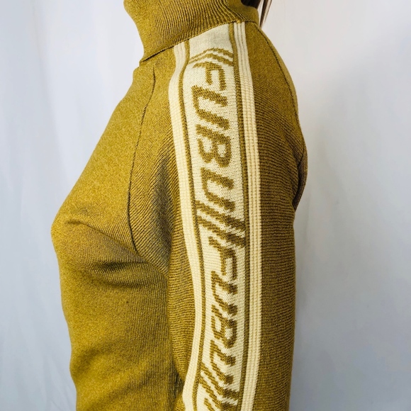 FUBU Vintage Dijon Mustard Spell Out Sweater 0862 - Picture 5 of 8